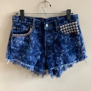 Levi's Distressed Blue Jean Shorts with Studs